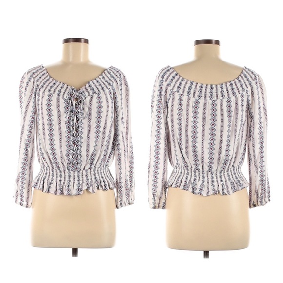 NWT Anthropologie Moon River Off Shoulder Americano Nautical Top - Picture 3 of 7